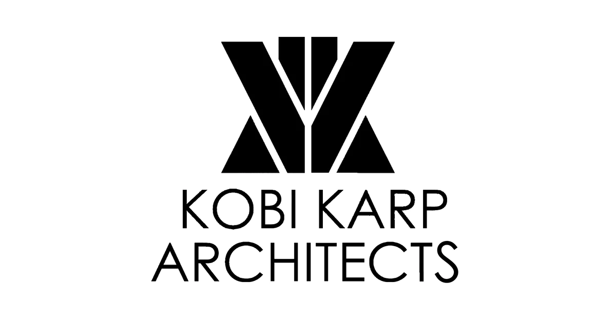 A black and white image of the logo for kobi karp architects.