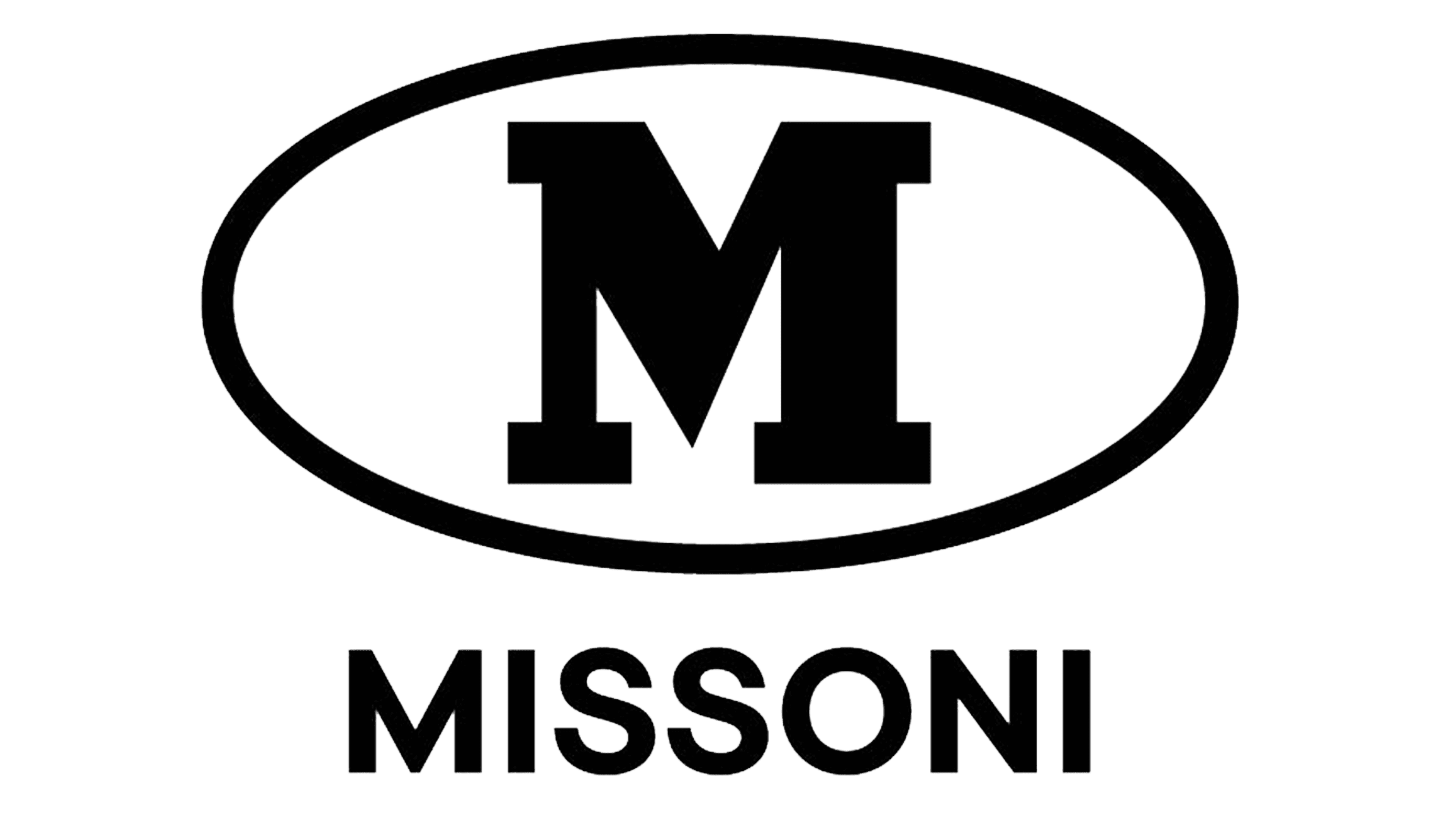 A black and white image of the missoni logo.